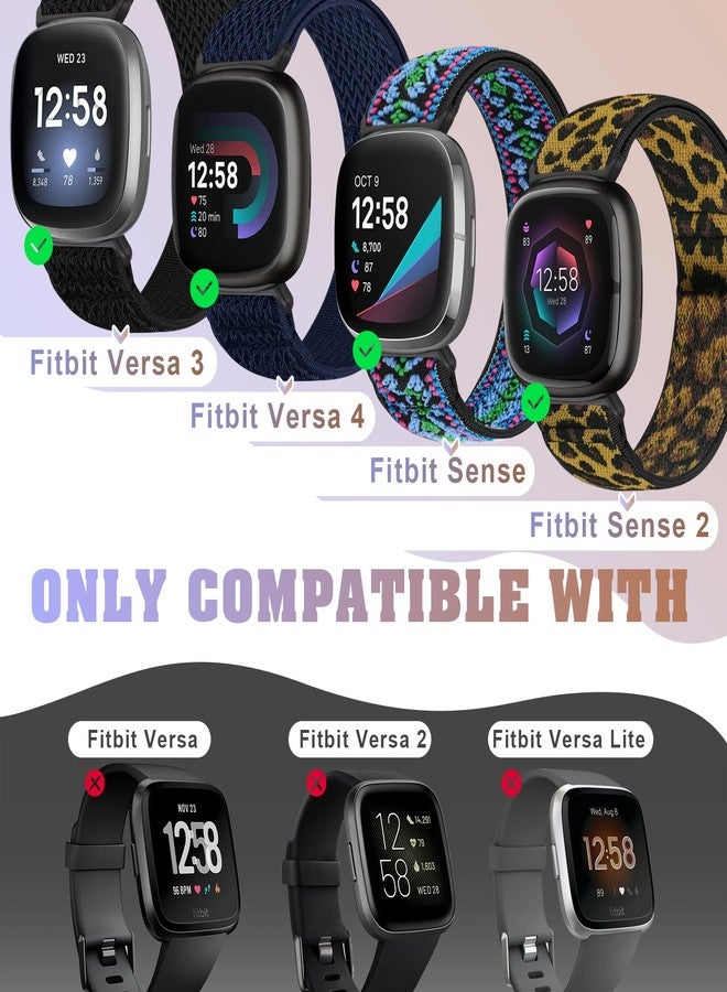 Bcuckood Compatible with Fitbit Versa 4/Versa 3/Sense 2/Sense Band Women Men, 5 Pack Elastic Nylon Soft Adjustable Stretchy Solo Loop Replacement Strap for Women Men - Image 2