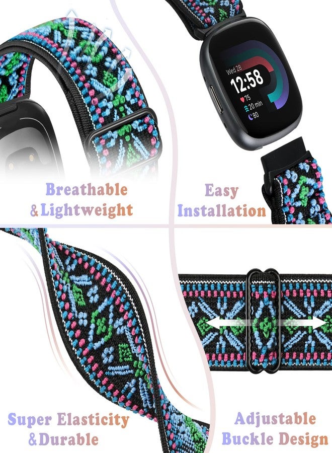 Bcuckood Compatible with Fitbit Versa 4/Versa 3/Sense 2/Sense Band Women Men, 5 Pack Elastic Nylon Soft Adjustable Stretchy Solo Loop Replacement Strap for Women Men - Image 3