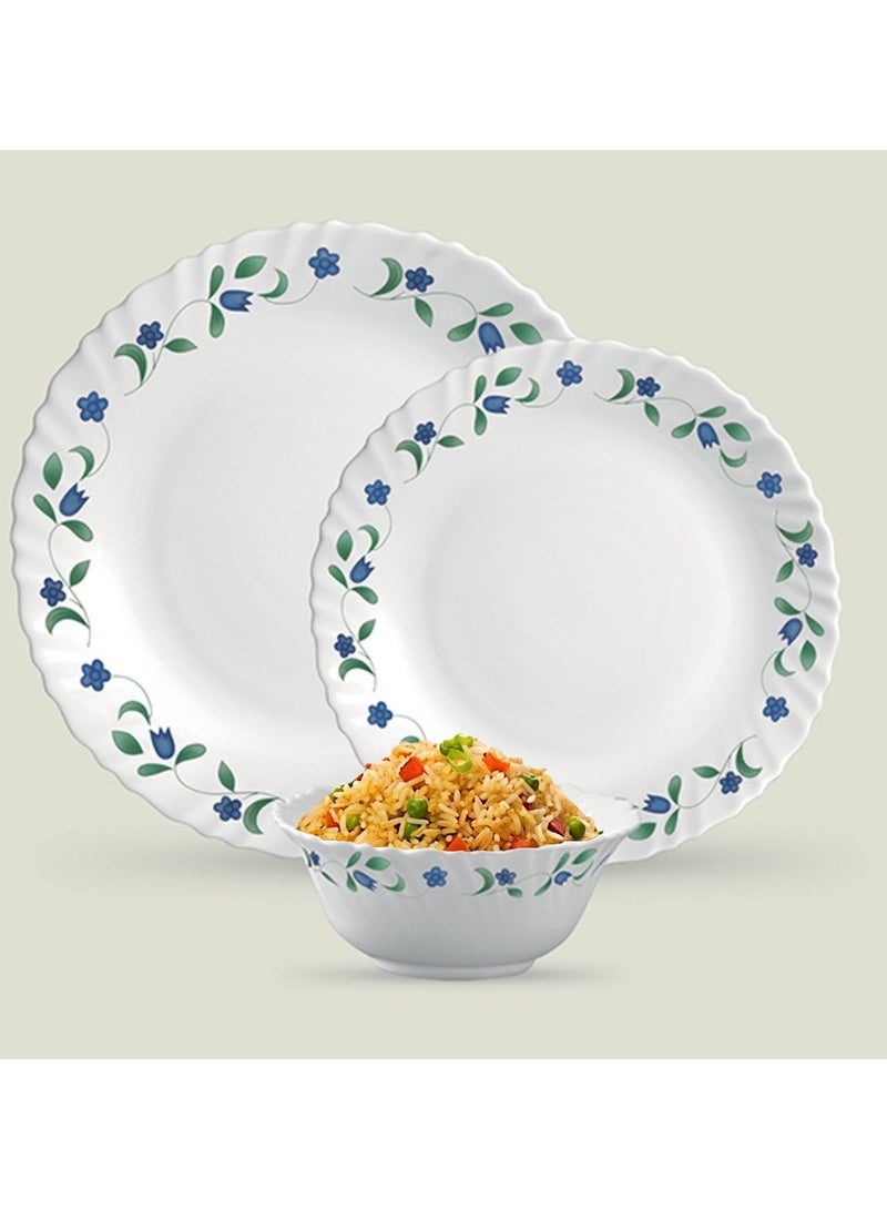 لاوبالا أطقم عشاء كلاسيكية من La Opala مكونة من 38 قطعة مصنوعة من مادة زجاجية، طقم عشاء باللون الأزرق العرعر، آمن للاستخدام في الميكروويف وغسالة الأطباق، طراز بسيط، أوعية وأكواب وأطباق قابلة لإعادة الاستخدام - Image 3