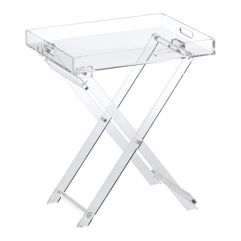 Designstyles Designstyles Acrylic Folding Tray Table  Modern Chic Accent Desk  Kitchen and Bar Serving Table  Elegant Clear Design 