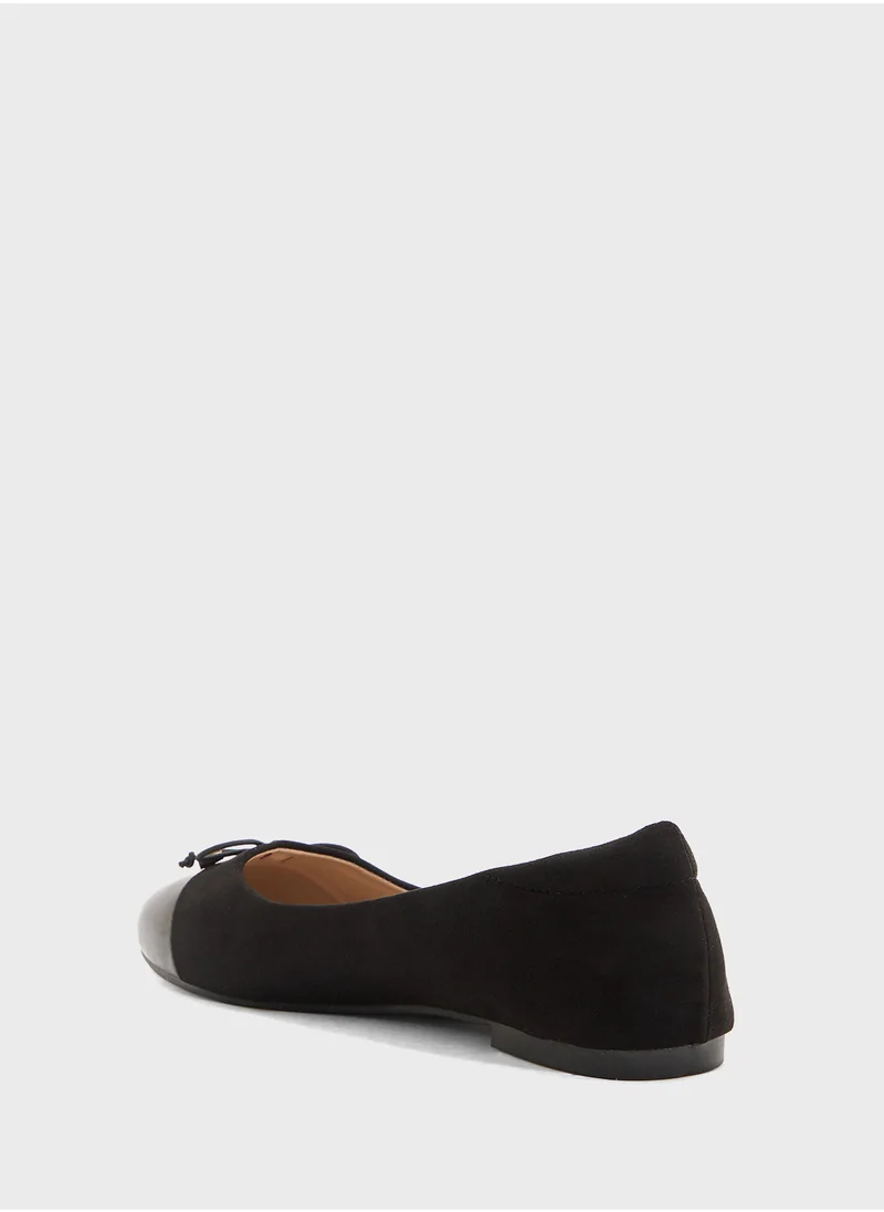 ELLA Patent Toe Ballerina With Bow
