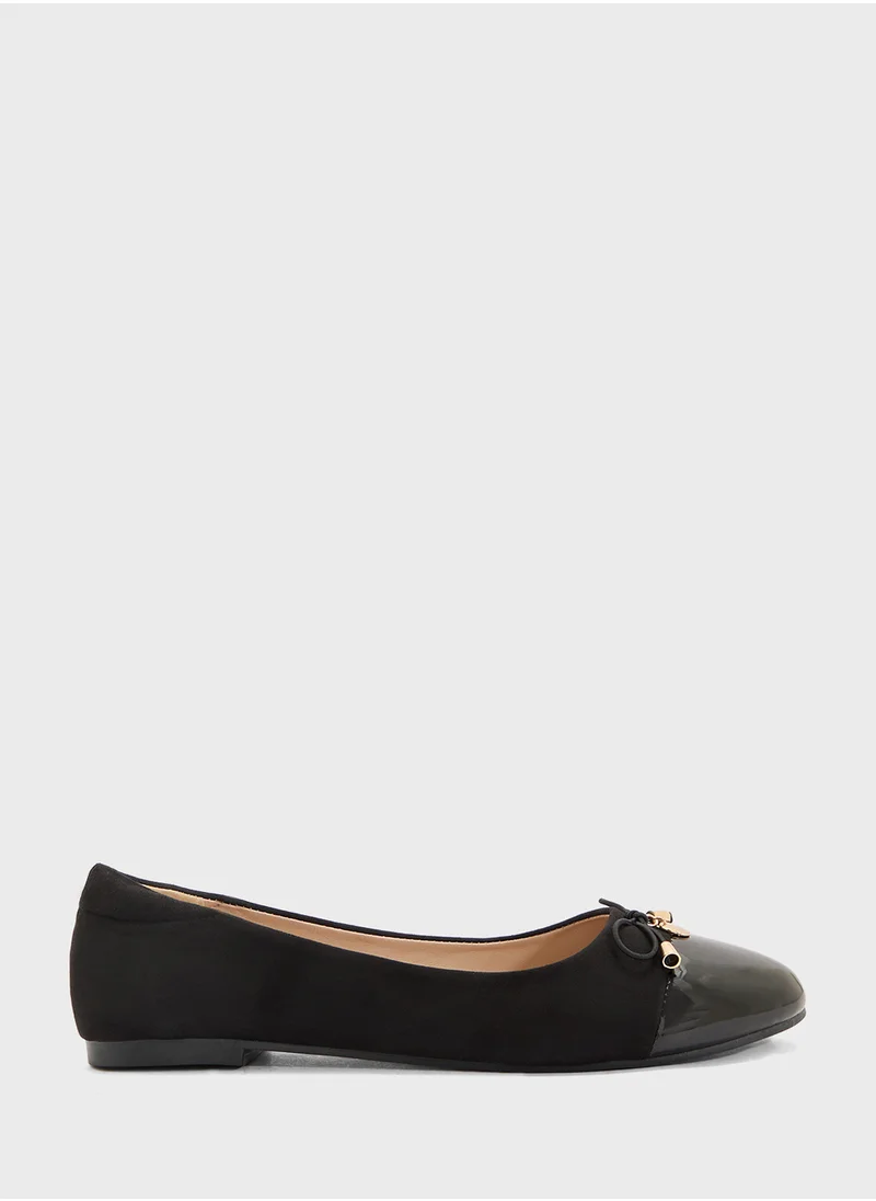 ELLA Patent Toe Ballerina With Bow