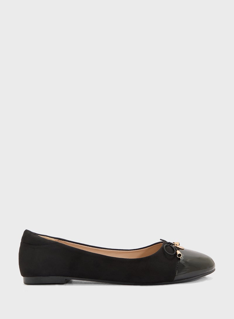 ELLA Patent Toe Ballerina With Bow  - Image 1