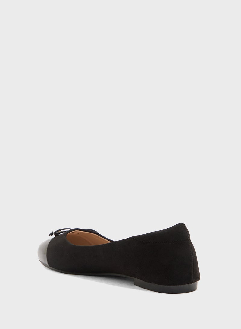 ELLA Patent Toe Ballerina With Bow  - Image 2