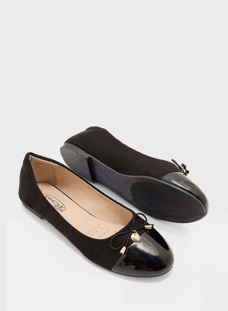 ELLA Patent Toe Ballerina With Bow  - Image 3
