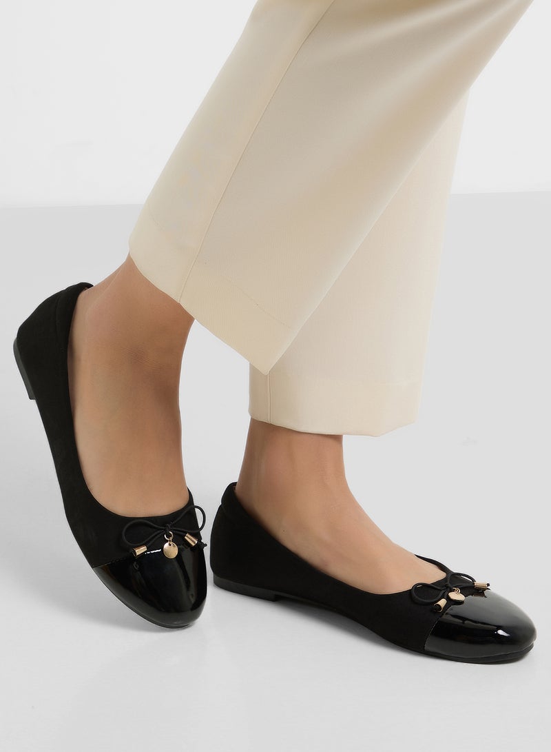 ELLA Patent Toe Ballerina With Bow  - Image 5