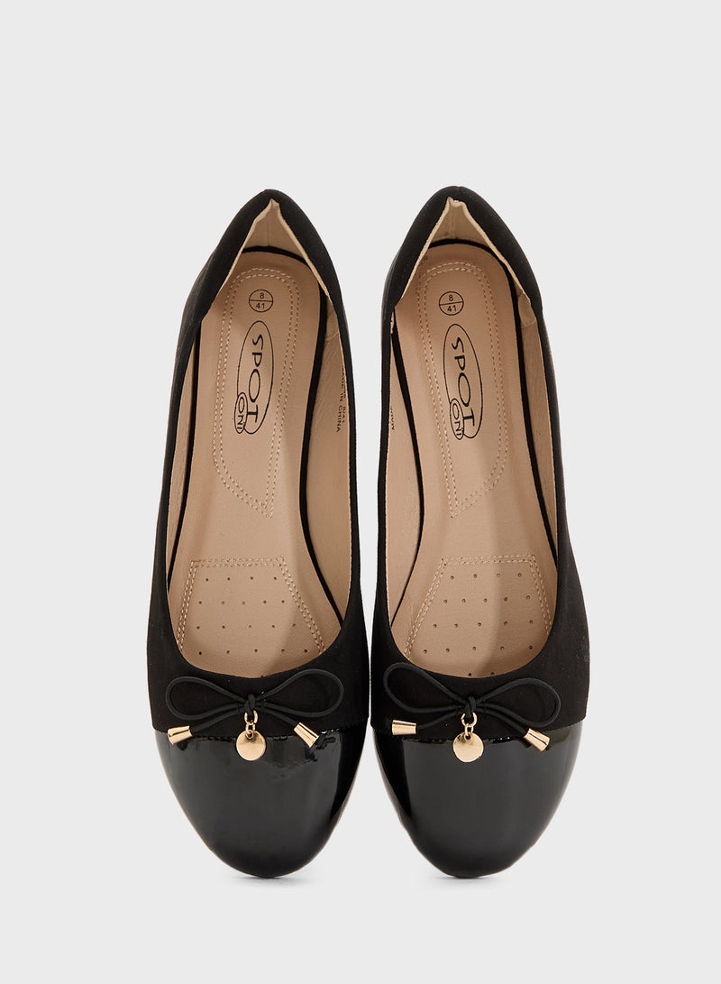 ELLA Patent Toe Ballerina With Bow  - Image 4