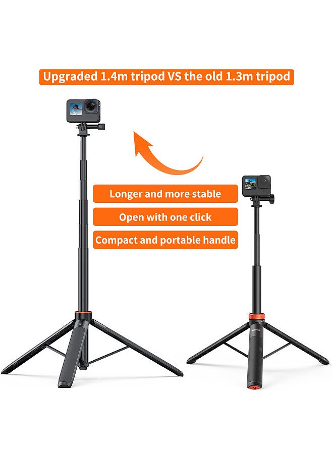 VRIG - TP-21 Sports Camera Selfie Stick Tripod Stand Extentable Max. 54in with 1/4 inch Screw for Action Camera Mirrorless Camera Vlog Live Streaming Selfie Video Video Recording - Image 1