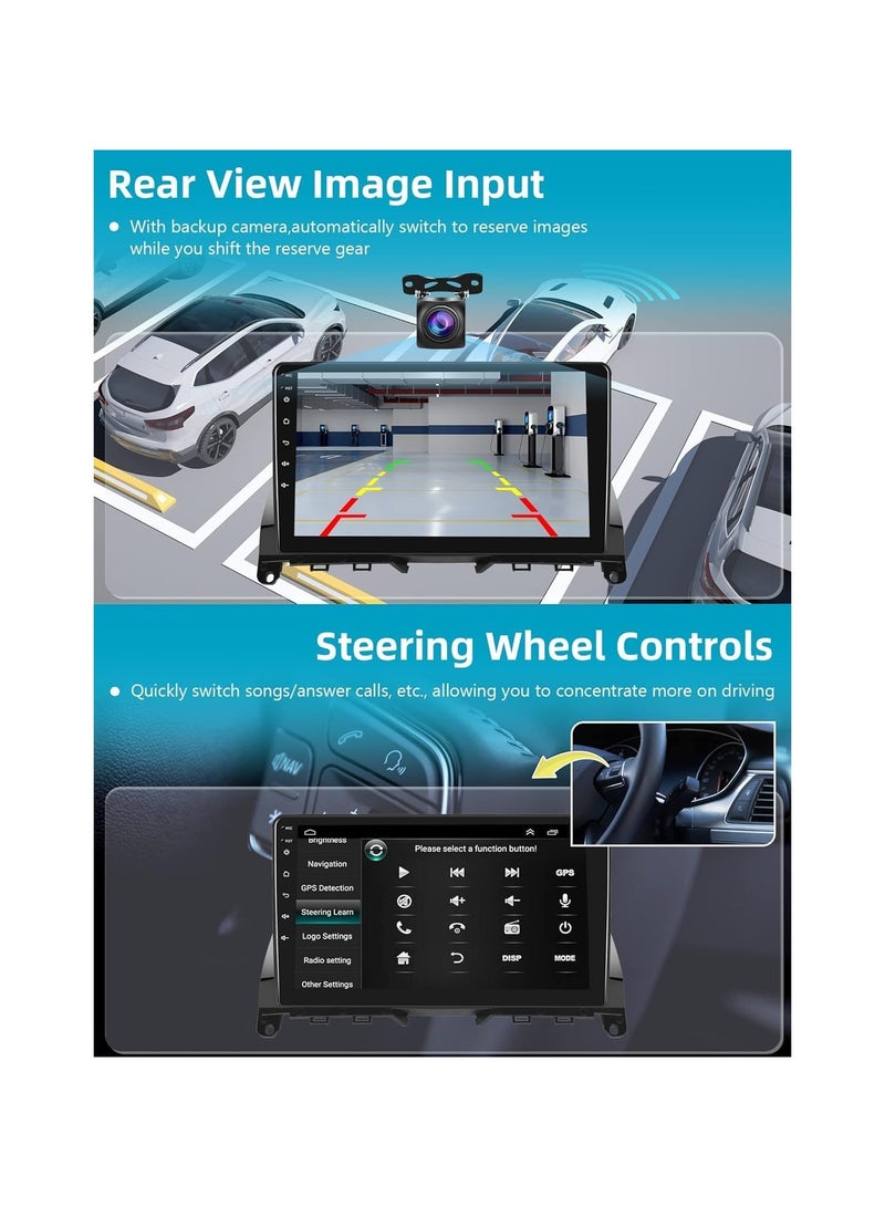 شيزا ستار شاشة أندرويد لسيارة مرسيدس بنز الفئة C W204 S204 2007 إلى 2014، ذاكرة وصول عشوائي 1 جيجابايت، ذاكرة قراءة فقط 32 جيجابايت، واي فاي، ميرور لينك، BT، راديو، نظام ملاحة GPS، شاشة لمس IPS 9 بوصة مع كاميرا AHD - Image 2