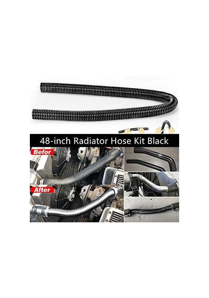 WENJTP Universal 48-inch Radiator Hose Kit with 4 Chrome Caps - Black - Image 2