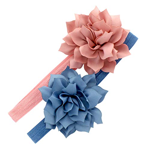 My Lello Baby Petal Flower Headbands Mixed Colors 2-Pack (Dusty Rose/Faded Blue) - Image 1