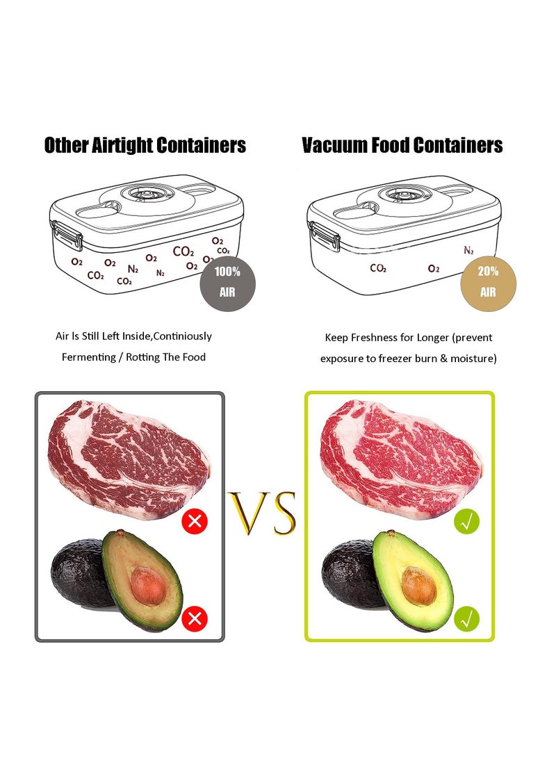 SOLARAE Kitchen Storage Box Set, 2 Pcs Vacuum Food Container Boxes with Vacuum Pump, Transparent Plastic Food Storage Case with Airtight Lid and Time Compass for Vegetables, Fruits and Meats - Image 3