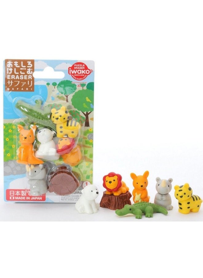 Iwako Ty UK Eraserz Safari Animals Set - Colours and STy UKles May Vary - Image 1
