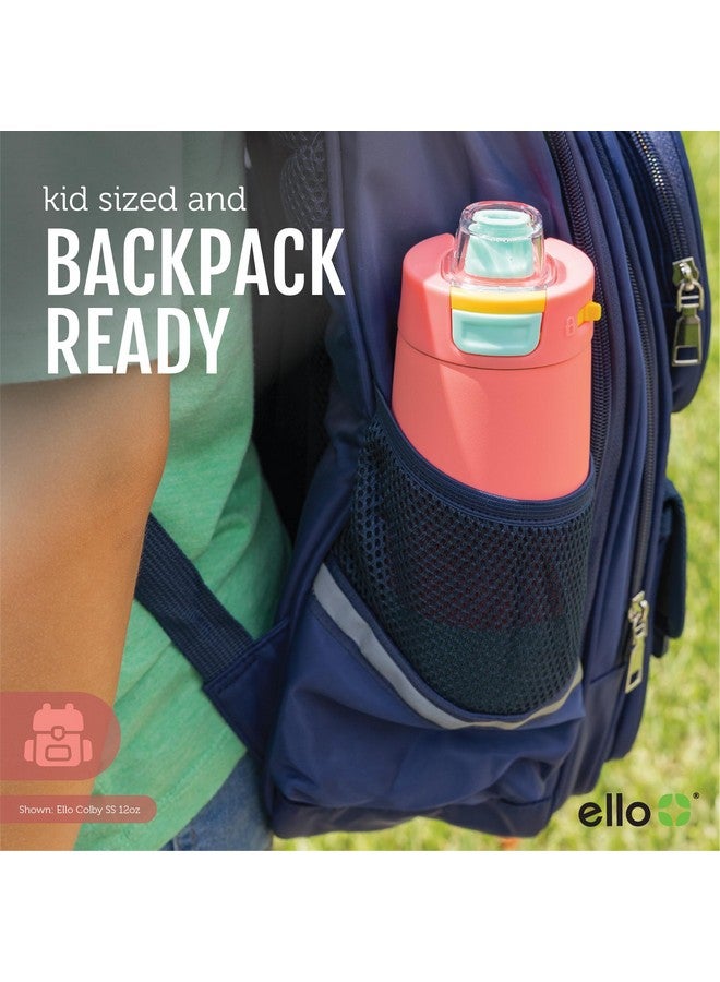 Ello Ello Kids Colby 12oz Stainless Steel Insulated Water Bottle with Straw and Built-In Silicone Coaster Carrying Handle and Leak-Proof Locking Lid for School Backpack, Lunchbox, and Outdoor Sports, Blue - Image 5