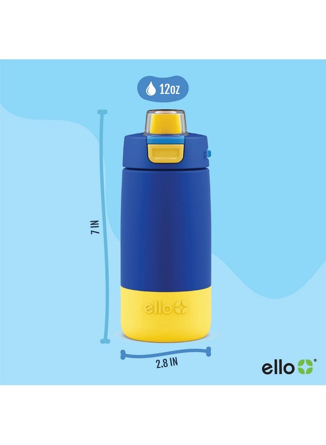 Ello Ello Kids Colby 12oz Stainless Steel Insulated Water Bottle with Straw and Built-In Silicone Coaster Carrying Handle and Leak-Proof Locking Lid for School Backpack, Lunchbox, and Outdoor Sports, Blue - Image 3