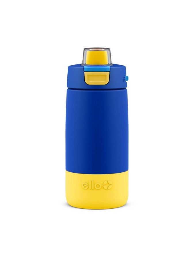 Ello Ello Kids Colby 12oz Stainless Steel Insulated Water Bottle with Straw and Built-In Silicone Coaster Carrying Handle and Leak-Proof Locking Lid for School Backpack, Lunchbox, and Outdoor Sports, Blue - Image 1