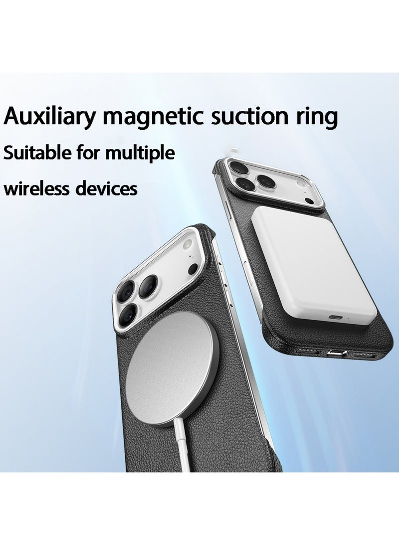 X-level iPhone 17 Pro Max case with Frameless Leather Anti-Drop Protection Magnetic Phone Case for iPhone, Compatible with MagSafe (Black) - Image 3