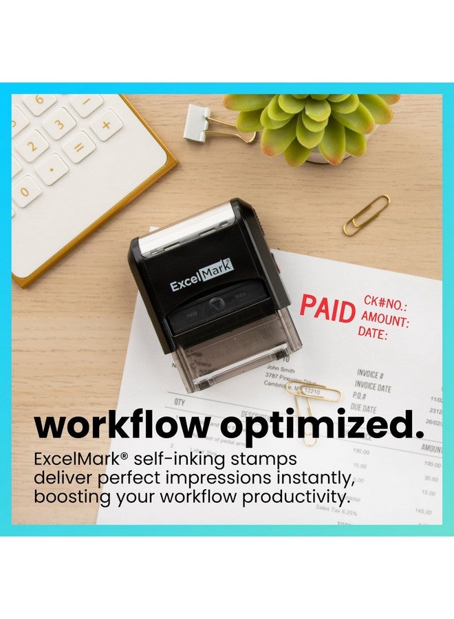 إكسلمارك رقم الشيك والمبلغ والتاريخ - ختم مطاطي ذاتي الحبر من Excelmark - A1539 - Image 3