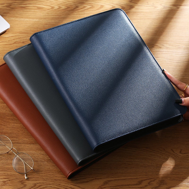 Multi-Functional Wear-Resistant Sofa Leather Folder Business Office Zipper Bag Data Sales Folder Contract Manager Folder - Image 3