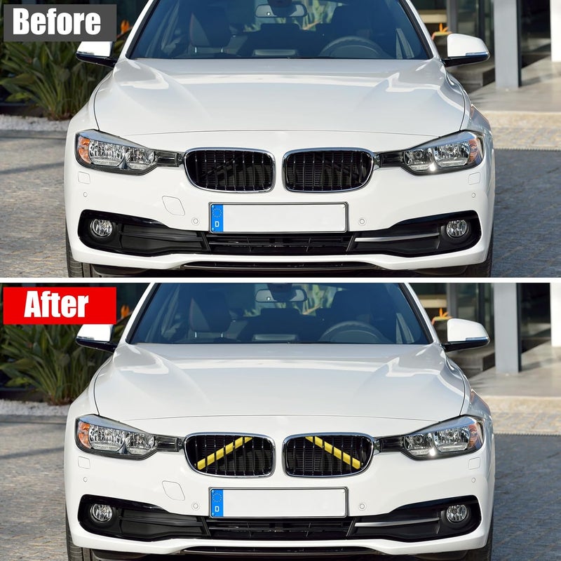 Jaronx Compatible with BMW V Brace Cover, Front Grill Inserts V Bar Brace Trim Covers Compatible with BMW for 1'F20 F21/2'F22 F23/3'F30 F31 F34/4'F32 F33 F36/5' G30 G31/6'G32/7'G11 G12/8'G14 (Yellow) Varied dimensions - Image 2