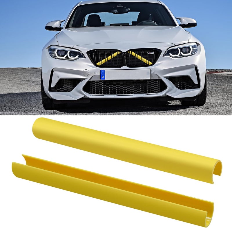 Jaronx Compatible with BMW V Brace Cover, Front Grill Inserts V Bar Brace Trim Covers Compatible with BMW for 1'F20 F21/2'F22 F23/3'F30 F31 F34/4'F32 F33 F36/5' G30 G31/6'G32/7'G11 G12/8'G14 (Yellow) Varied dimensions - Image 1