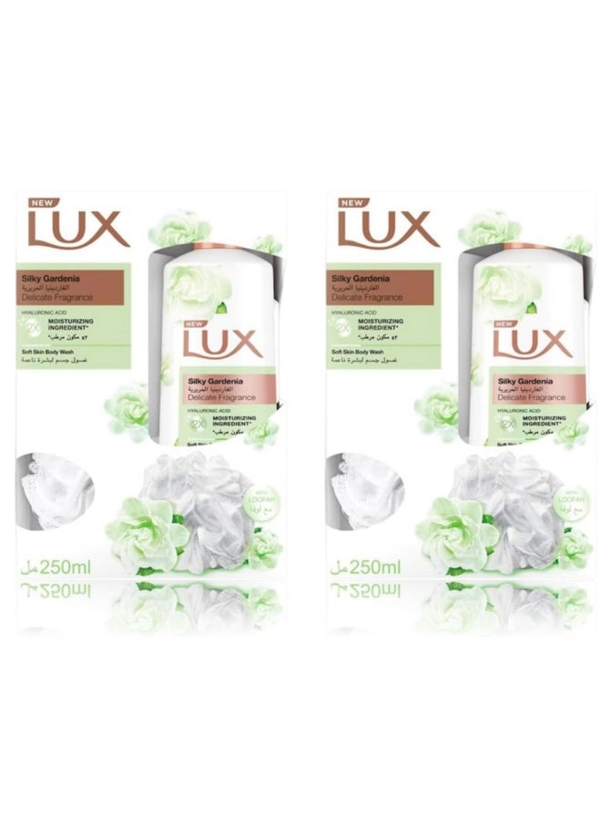 Lux Silky Gardenia Body Wash With Loofah Pack Of 2 250 ml