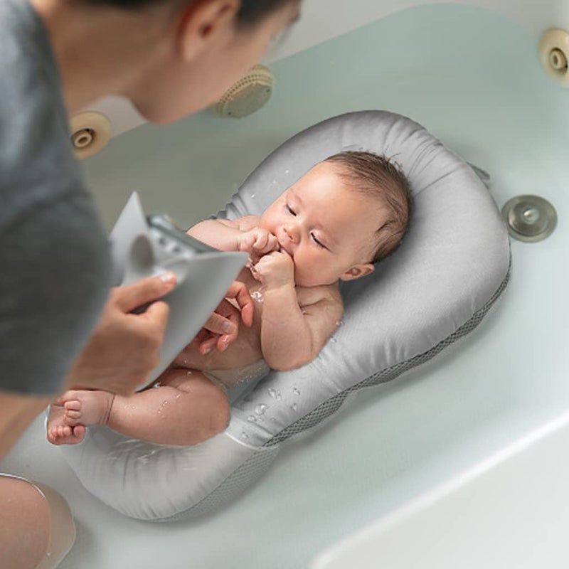 Baby Bath Mat KAKIBLIN Baby Bath Cushion Soft AntiSlip Bath Pad Toddler Bath Pillow Grey