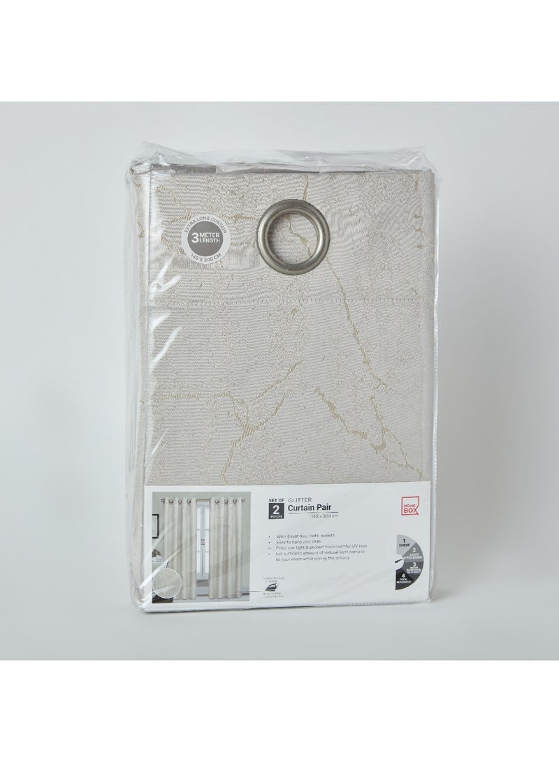 Home Box Glitter 2-Piece Extra Long Jacquard Curtain Set 300 x 140 cm - Image 4