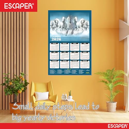 ESCAPER 7 Horses Wall Calendar 2026 hanging (45 x 30 cm), Seven Horses Wall Calendar 2026, Seven Horses Calendar, Seven Horse Wall Decor, New Year Calendar 2026, New Year Gift - Image 5