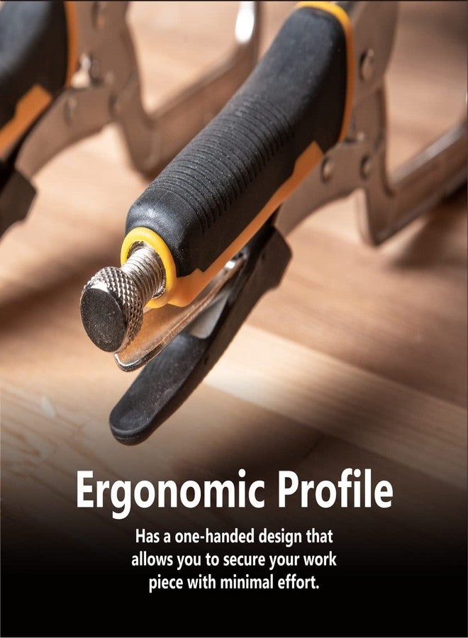 باورتيك مشبك جيب POWERTEC، مشبك سريع الفك بزاوية قائمة 12 بوصة لأعمال النجارة في الجيب، مشابك بمقبض مريح ووسادة دوارة، مشابك لأعمال النجارة، أعمال يدوية، صنع الأدراج - قطعتان (71744) - Image 4