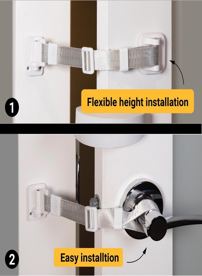SVD.PET (2-Pack) Upgraded Cat Door Latch & Stopper, Door Strap for Cats, A Simpler Pet Gate Solution to Dog Proof Your Home & Keep Dogs and Kids Out of Litter Box & Cat Feeder. (White) - Image 2