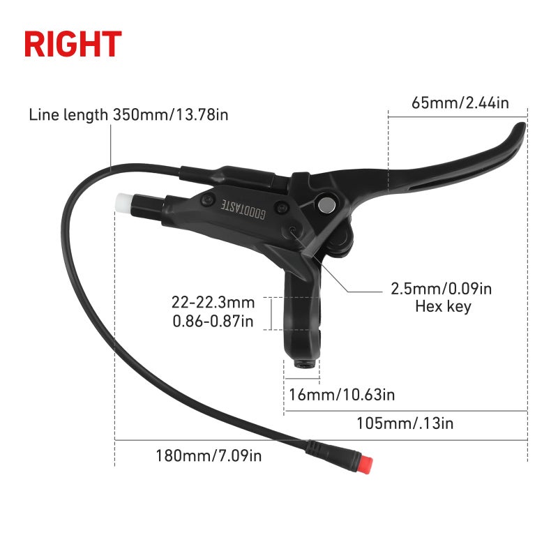 Drhomeam Left & Right Electronic Brake Lever Set for Most Electric Bicycle, GT03 Oil Power-Off Function Ebike Handle, Brake Grips for Electric Bike, Ebike Accessories Cut Off Power (A Pair) - Image 2