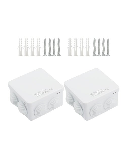 2 Pcs Waterproof Junction Box, Durable ABS Plastic Electrical Enclosure for Indoor and Outdoor Use, Universal Project Box, Dustproof Outlet Box (3.4 x 3.4 x 2 inch)