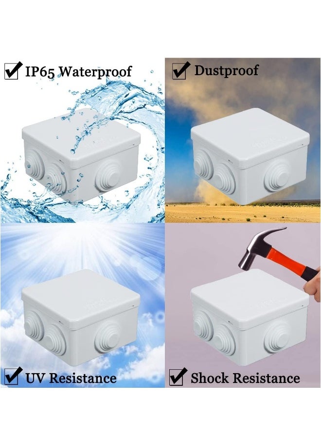 2 Pcs Waterproof Junction Box, Durable ABS Plastic Electrical Enclosure for Indoor and Outdoor Use, Universal Project Box, Dustproof Outlet Box (3.4 x 3.4 x 2 inch)