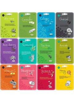 Celavi Cosmetics Celavi Essence Facial Sheet Face Mask Variety Set Classic Authentic Korean Moisturizing Skincare Variation 1 12 Count Pack of 2 