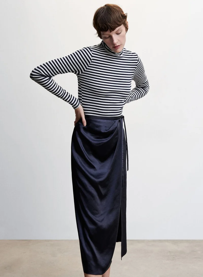MANGO Wrap Midi Skirt