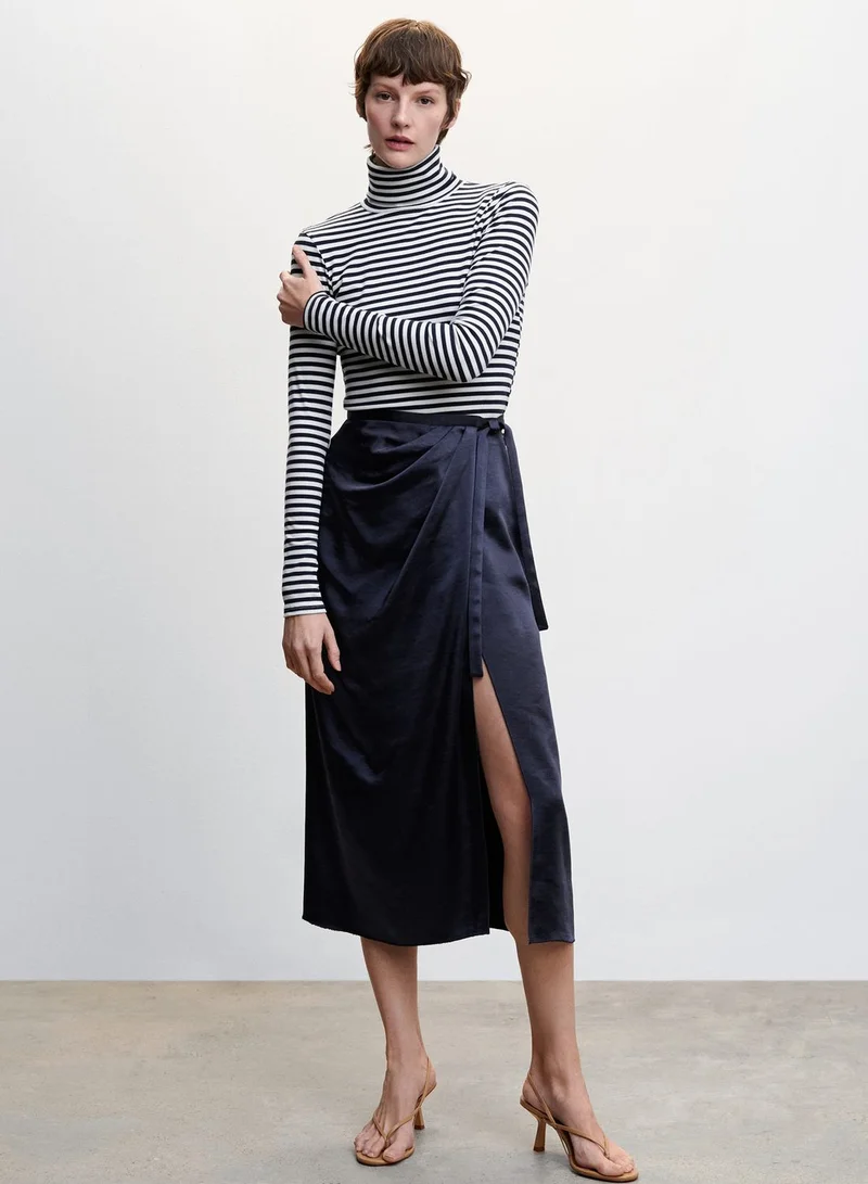 MANGO Wrap Midi Skirt