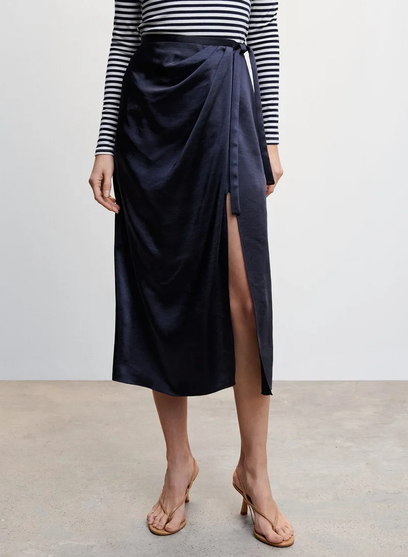 MANGO Wrap Midi Skirt