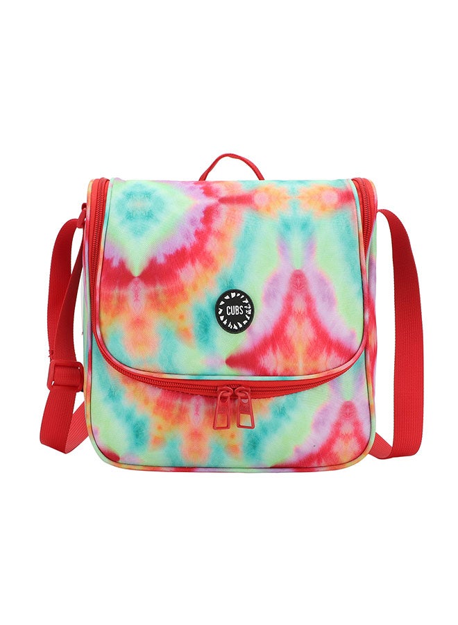 CUBS Watermelon Red Tie Dyed Waterproof lunch bag with adjustable shoulder strap carrying your favorite meals to school, work or while traveling  - Image 1