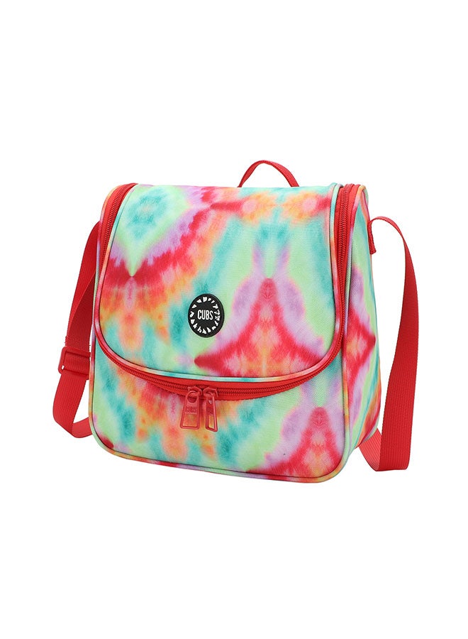 CUBS Watermelon Red Tie Dyed Waterproof lunch bag with adjustable shoulder strap carrying your favorite meals to school, work or while traveling  - Image 2
