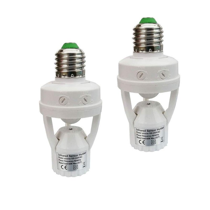 Taigeguang Motion Activated Light Socket,E26 Motion Security Light Bulb Socket Indoor for Front Door Porch Garage Basement Hallway Closet (2 Pack) - Image 1