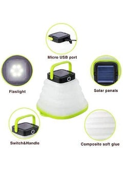 QAWACHH QAWACHH Solar Operated Collapsible LED Outdoor Lamp 3Level Luminescence Adjustable Waterproof Camping Tent Hiking Flashlight Lantern  - Image 2