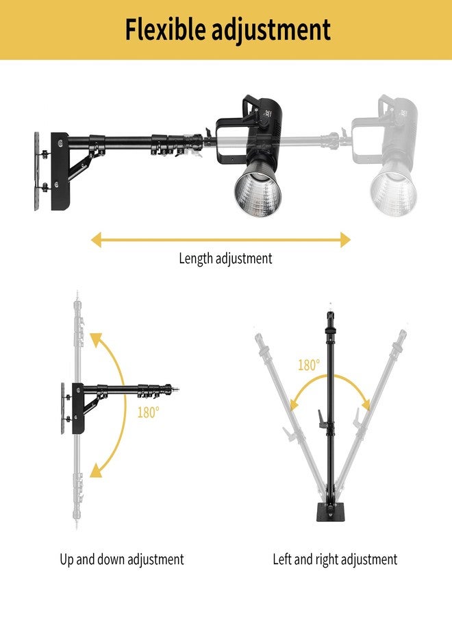 Meking 39.37"/100cm Arm Arm Wall Ring Light for Strobe Photography Softbox Floodlight Bracket 180 Degree Rotation - Image 3