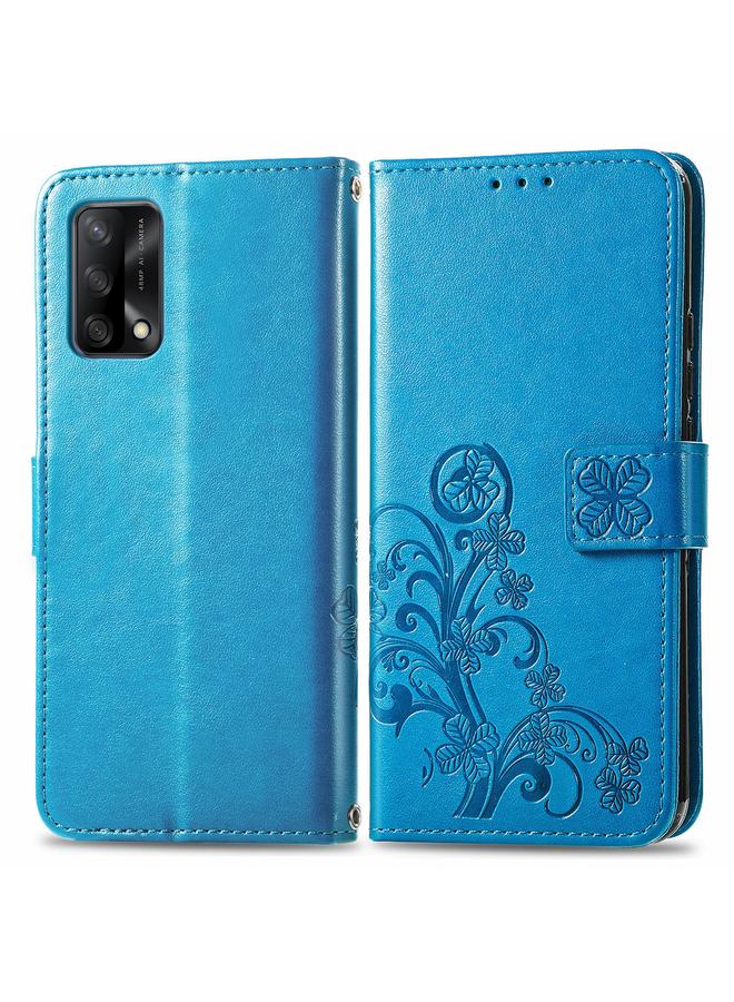 S-TOP Case For OPPO F19 Four-leaf Clasp Embossed Buckle Mobile Phone Protection Leather Case with Lanyard & Card Slot & Wallet & Bracket Function - Image 2