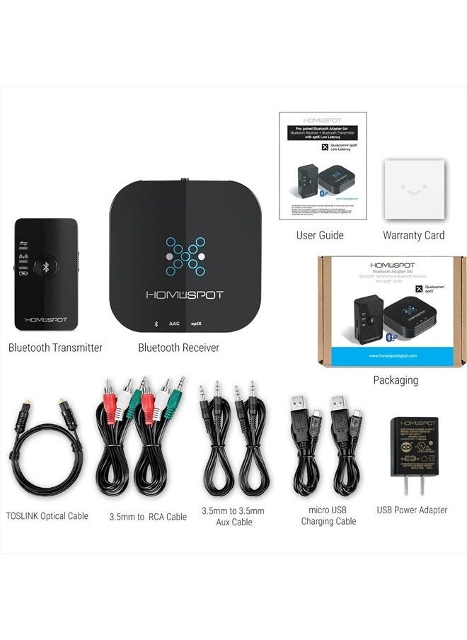 HomeSpot - Bluetooth Transmitter Receiver Set with APTX Low Latency for TV PC Pre-Paired Wireless Audio Adapter Set - Image 1