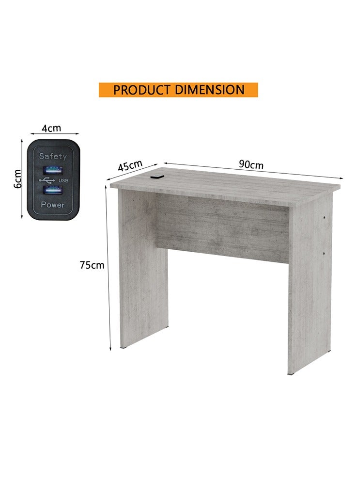 Mahmayi Mahmayi Modern Study Table with BS02 Desktop Socket with USB A/C Port, Modern Executive Desk for Adults, Home Offices, Schools, Laptop, Computer Workstation Table- Light Grey Chicago Concrete - Image 2