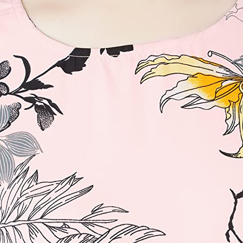 Indietoga Women's Plus Size Printed Fit and Flare Long Maxi Dress (10001250_Pink Floral_3XL) - Image 3