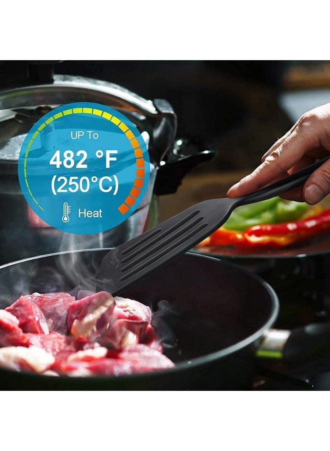 P-Plus International Silicone Fish Spatula, Non-Stick Large Slotted Flipper Turner, Heat Resistant Kitchen Cookwares for Frying, Cooking Seafood, Meat, Eggs, Omelets, Pancakes(Set of 2, Black&Red) - Image 5