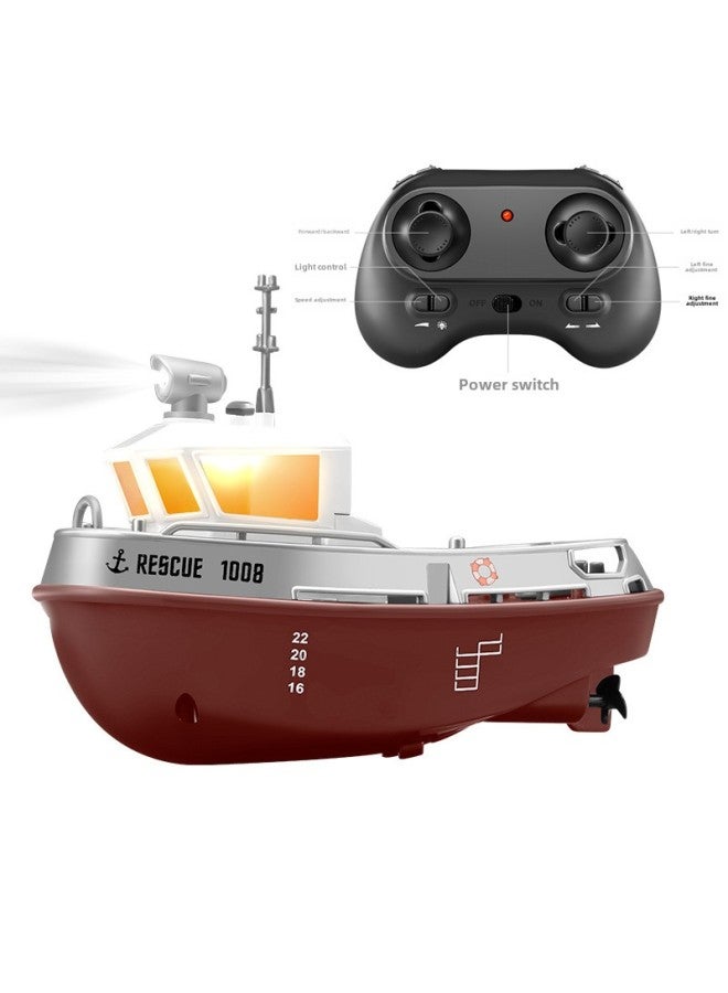 Mini Wireless Remote Control Boat 2.4G Electric Charging Toy Ship Children's Water Play Gift Forward Backward Left Right Turn Dual Motor Drive Light Switch 2 Speed Settings-Color:S820 Brown-Mini Remote Control Ship-color Boxed  - Image 1