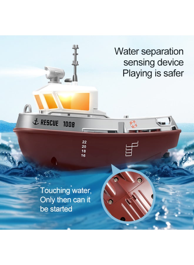 Mini Wireless Remote Control Boat 2.4G Electric Charging Toy Ship Children's Water Play Gift Forward Backward Left Right Turn Dual Motor Drive Light Switch 2 Speed Settings-Color:S820 Brown-Mini Remote Control Ship-color Boxed  - Image 3